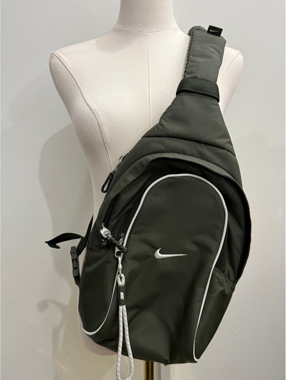 Nike Sling mini crossbody Backpack in Olive Green w/ Padded Strap